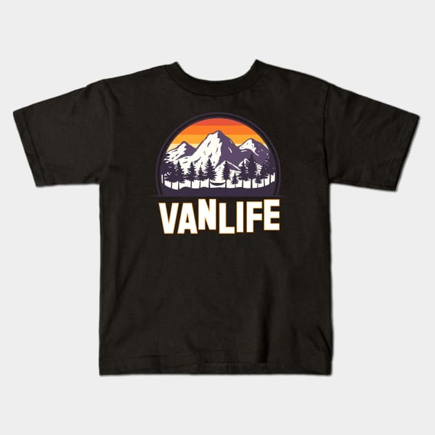 Retro Van I VanLife Camping & Mountains Kids T-Shirt by 5StarDesigns